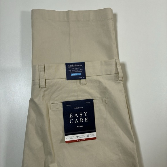 croft & barrow Other - NEW Croft & Barrow Pants 38x30 Easy Care Khaki Beige Flat Dress Chino NWT